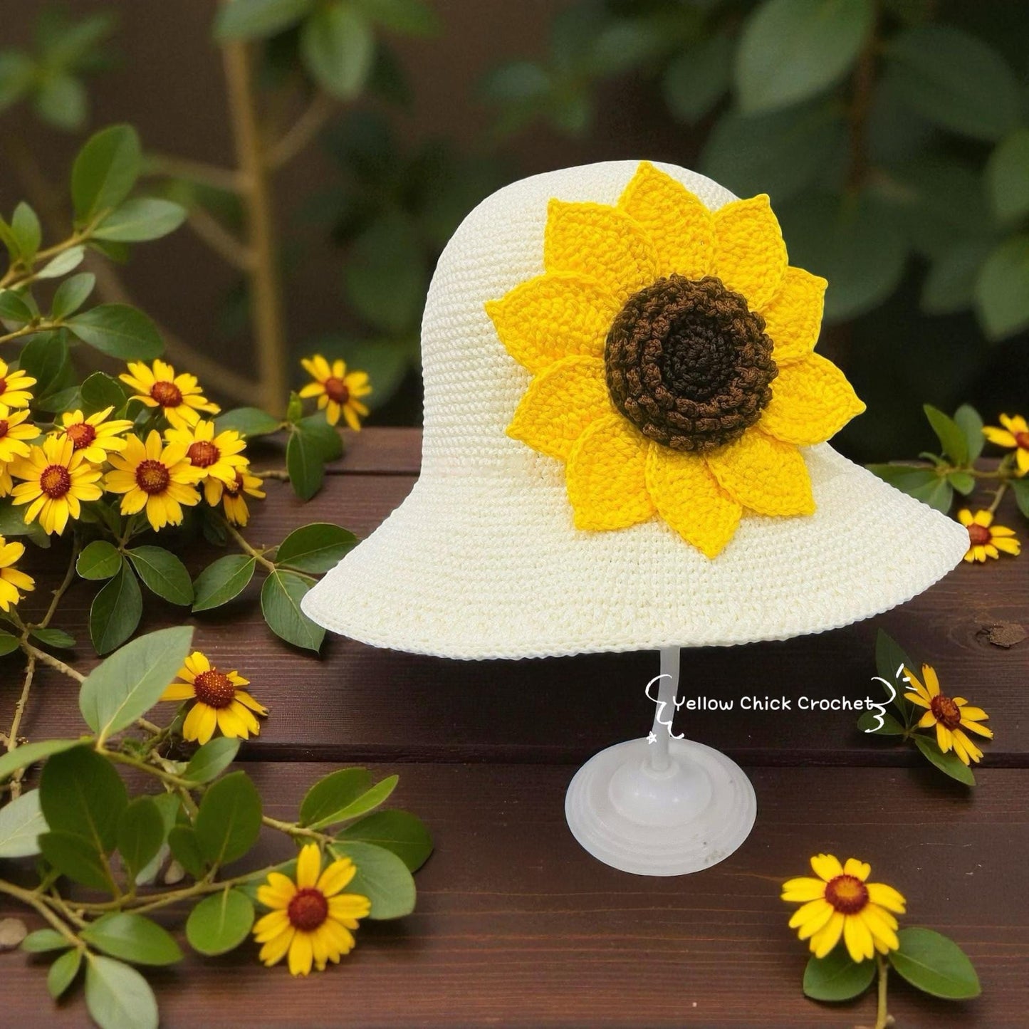 Sunflower Crochet Bag, Matching Hat Set, Crossbody & Handheld,Lined, Zippered, Mother's Day Gift, Gift for Her, Easter Gift, Sunflower lover